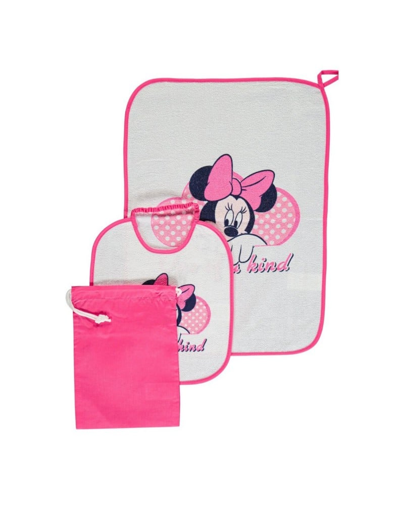 Set Asilo Disney Minnie Cotone e Plastica Confezione 3 Pezzi