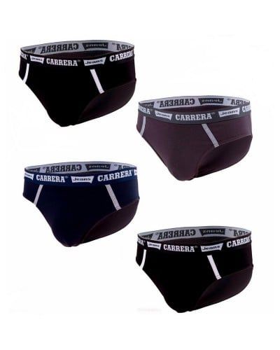 Slip Uomo Cotone Bielastico Carrera Elastico Esterno Confezione 4 Pezzi