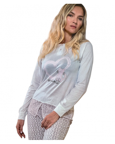 Pigiama Donna Cotone Manica Lunga Oronero