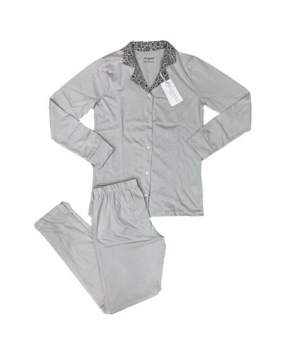 Pigiama Donna Cotone Manica Lunga Aperto Avanti Oronero