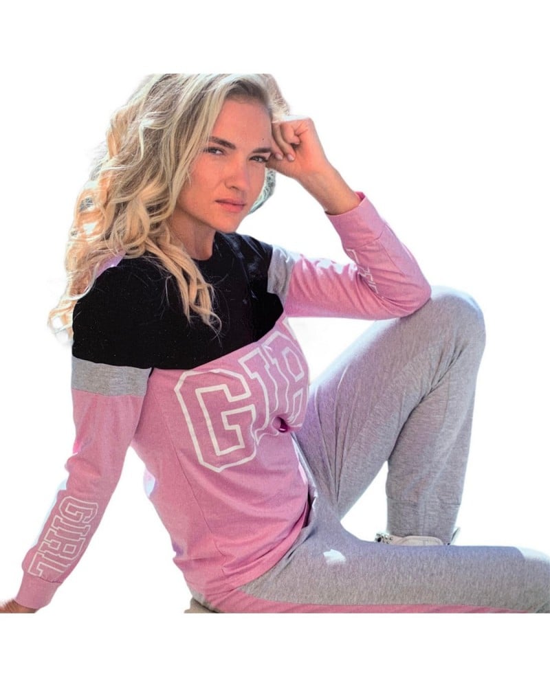 Pigiama Donna Cotone Manica Lunga Sportivo Oronero
