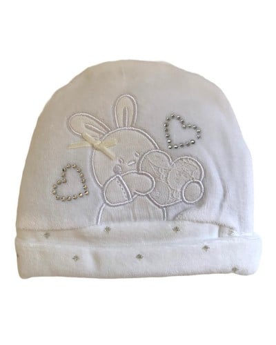 Parure Ciniglia Neonata 2 Pezzi Cappello Più Bavetta Bidibimbo