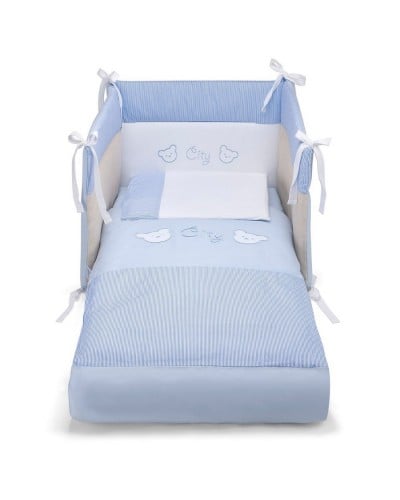 Completo 5 Pezzi Piumone Sfoderabile Più Lenzuolo E Paracolpi Culla Con Sbarre Palla Pallina