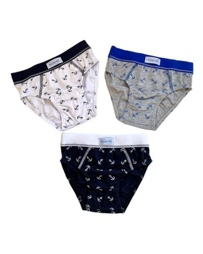 Slip Bimbo Cotone Elasticizzato Elastico Ricoperto Remare Confezione 3 Pezzi