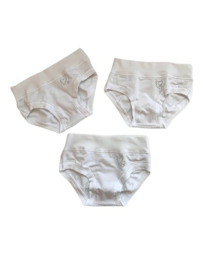 Mutande Bambina Fascia Alta Cotone Modal Bianco Piccoli Risvegli Confezione 3 pezzi