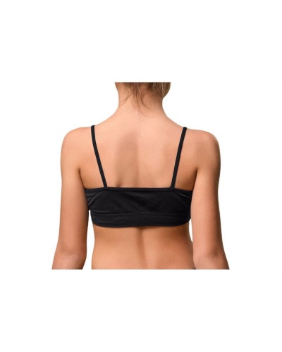 Brassiere Bimba Spalla Stretta Cotone Elasticizzato Pepenero