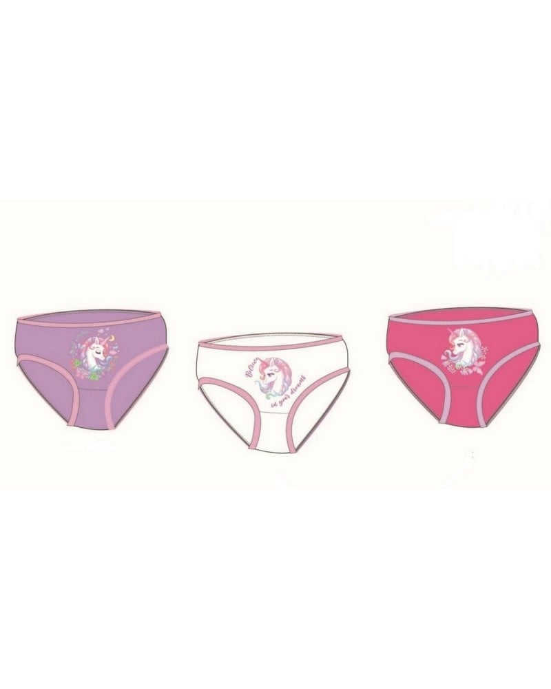 Slip Bambina Unicorno In Cotone Confezione 3 pezzi