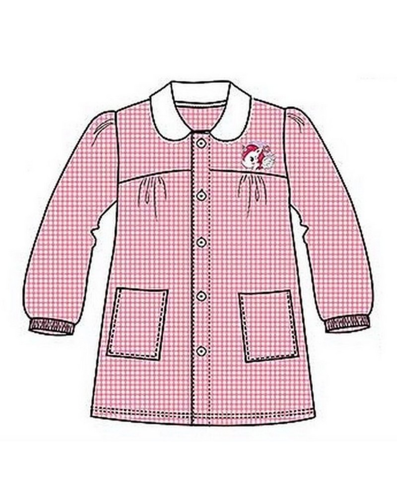 Grembiule Bimba Asilo Unicorno Rosa Quadri