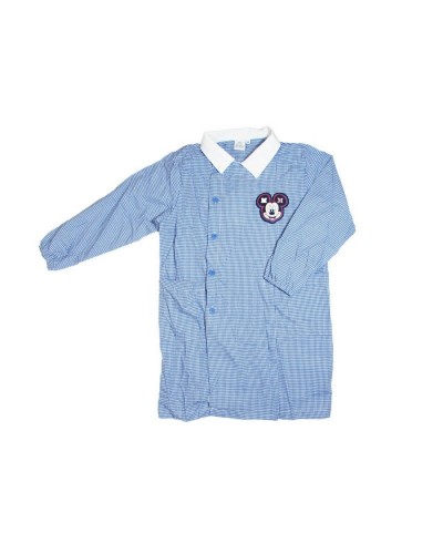 Grembiule Bimbo Asilo Mickey Mouse Azzurro Quadri