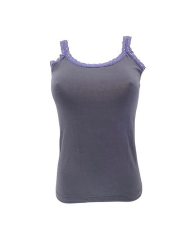 Canotta Donna Balzina Pizzo Esternabile Cotone Bielastico Irge