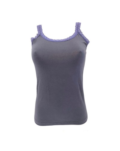 Canotta Donna Balzina Pizzo Esternabile Cotone Bielastico Irge