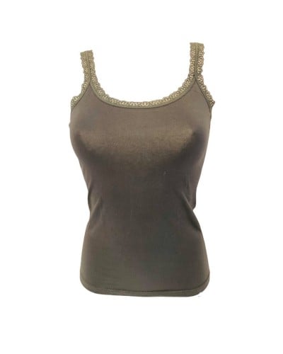 Canotta Donna Balzina Pizzo Esternabile Cotone Bielastico Irge