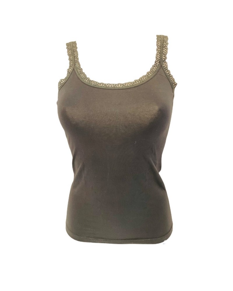 Canotta Donna Balzina Pizzo Esternabile Cotone Bielastico Irge