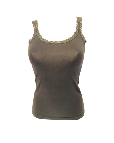 Canotta Donna Balzina Pizzo Esternabile Cotone Bielastico Irge