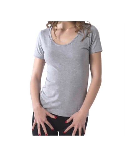 T-shirt Donna Scollo Lollo Mezza Manica Cotone Bielastico Malika