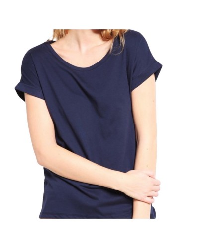 T-shirt Donna Scollo Lollo Mezza Manica Cotone Bielastico Malika