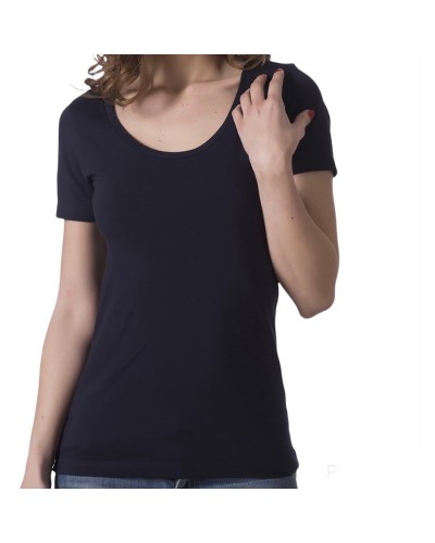 T-shirt Donna Scollo Lollo Mezza Manica Cotone Bielastico Malika