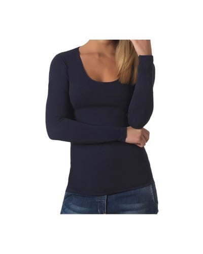 Maglia Donna Manica Lunga Scollo Lollo Cotone Modal Malika