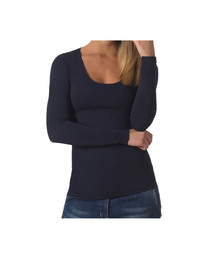 Maglia Donna Manica Lunga Scollo Lollo Cotone Modal Malika