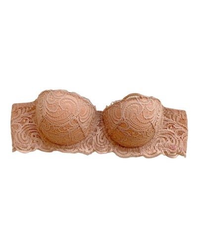 Reggiseno Fascia Imbottita Pizzo Lormar Naturale Con Ferretto