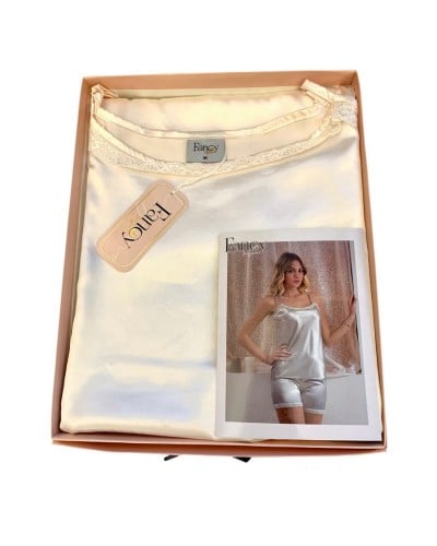 Baby Doll Donna Spalla Stretta In Raso E Pizzo Fancy Home