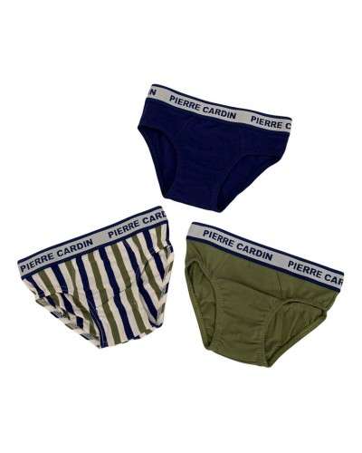 Slip Bimbo Cotone Elasticizzato Elastico Esterno Militare Pierre Cardin Confezione 3 Pezzi