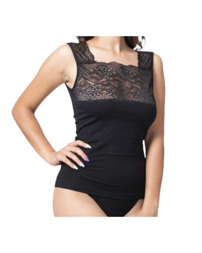 Canotta Donna Con Pizzo Spalla Larga Risveglia I Sensi