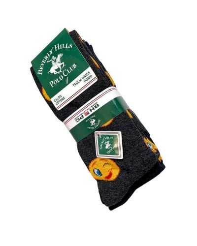 Calza Uomo Lunga Caldo Cotone Fantasia Smile Confezione 3 Paia BHPC