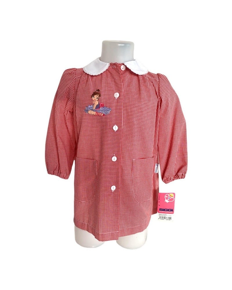 Grembiule Bimba Asilo Siggi Quadretti Rosso