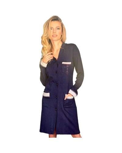 Vestaglia Donna Manica Lunga Caldo Cotone Abbottonata Vilfram