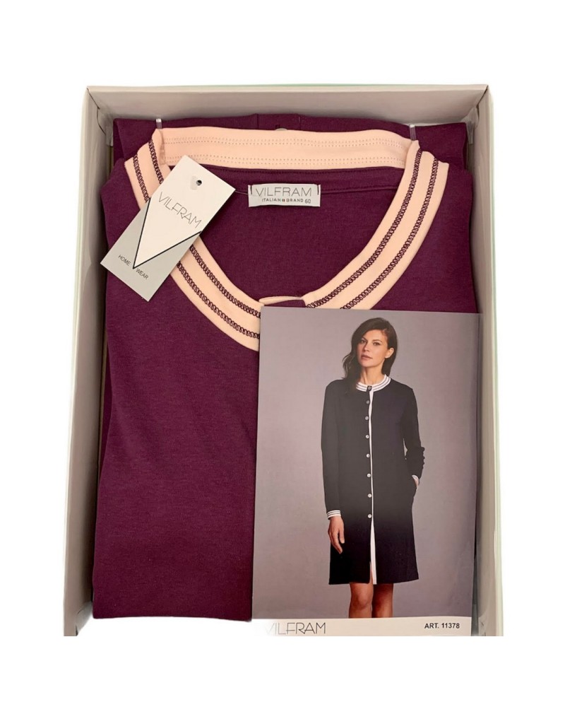 Vestaglia Donna Manica Lunga Caldo Cotone Abbottonata Vilfram