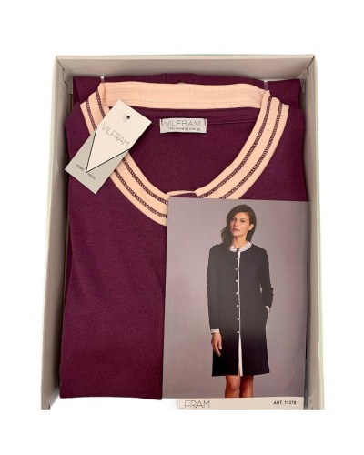 Vestaglia Donna Manica Lunga Caldo Cotone Abbottonata Vilfram