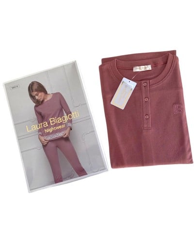 Pigiama Donna Caldo Cotone Con Pizzo Laura Biagiotti
