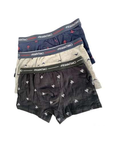 Boxer Ragazzo Primintimo Cotone Bielastico Fantasia Elastico Esterno Confezione 3 Pezzi