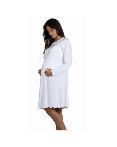 Camicia Donna Clinica Manica Lunga Aperta Avanti Cotone Mamina