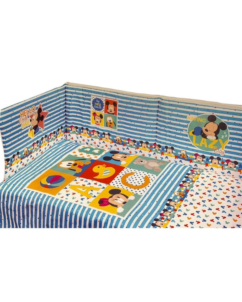 Set Lettino Culla Con Sbarre 3 Pezzi Disney Mickey Mouse