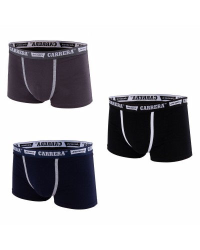 Boxer Uomo Cotone Bielastico Carrera Elastico Esterno Confezione 3 Pezzi