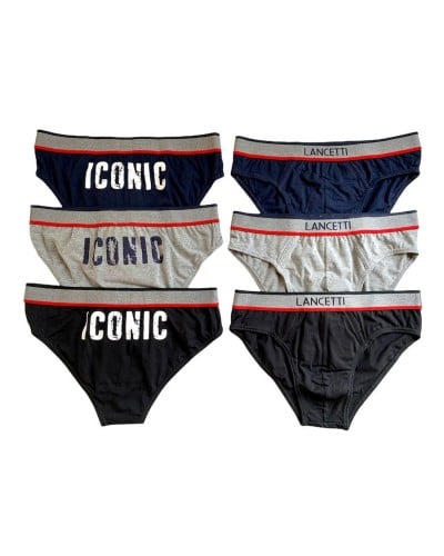 Slip Uomo Cotone Bielastico Elastico Esterno Confezione 6 Pezzi Lancetti