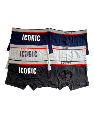 Boxer Uomo Cotone Bielastico Elastico Esterno Confezione 6 Pezzi Lancetti