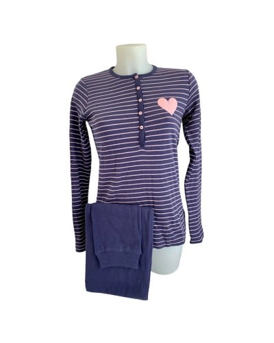 Pigiama Donna Cotone Caldo Righe Lovable