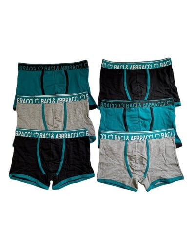 Boxer Uomo Moda Cotone Elasticizzato Baci & Abbracci Confezione 6 Pezzi