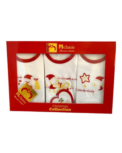 Bavette Tris Neonati Natalizie Melanie Confezione 3 Pezzi