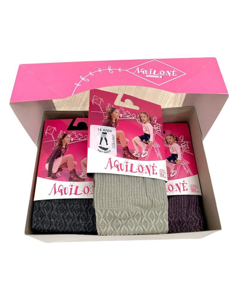 Panta Collant Bimba Lavorato Confezione 3 Pezzi Aquilone