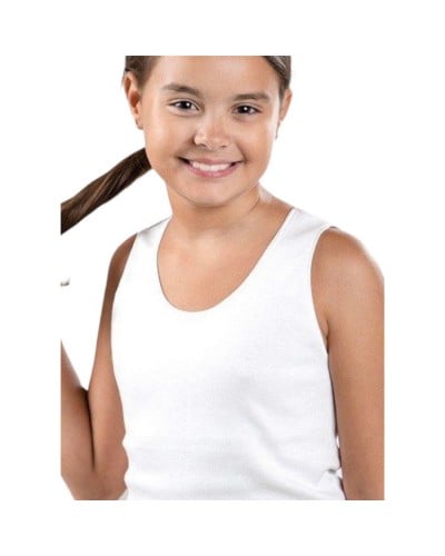 Canottiera Bambina Spalla Larga Bordo Raso Cotone Carrera Jeans Confezione 6 pezzi