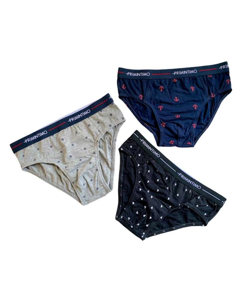Slip Ragazzo Cotone Bielastico Elastico Esterno Confezione 3 Pezzi Primintimo