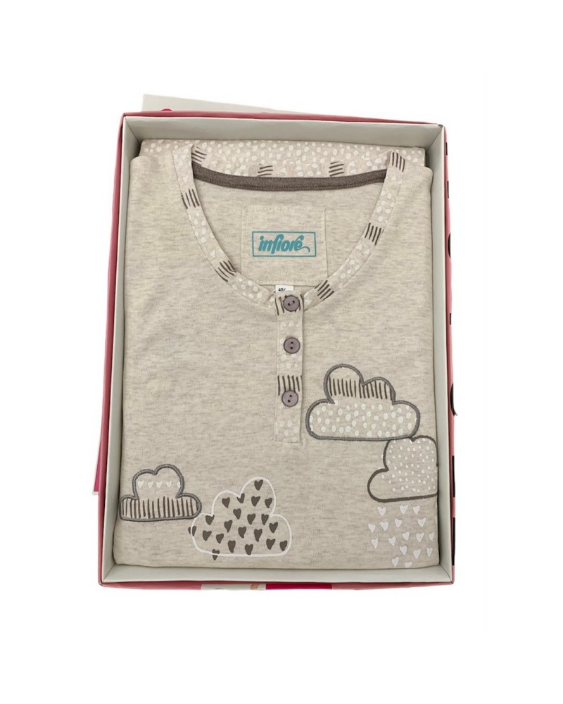Pigiama Donna Infiore Cotone Caldo Serie Nuvole