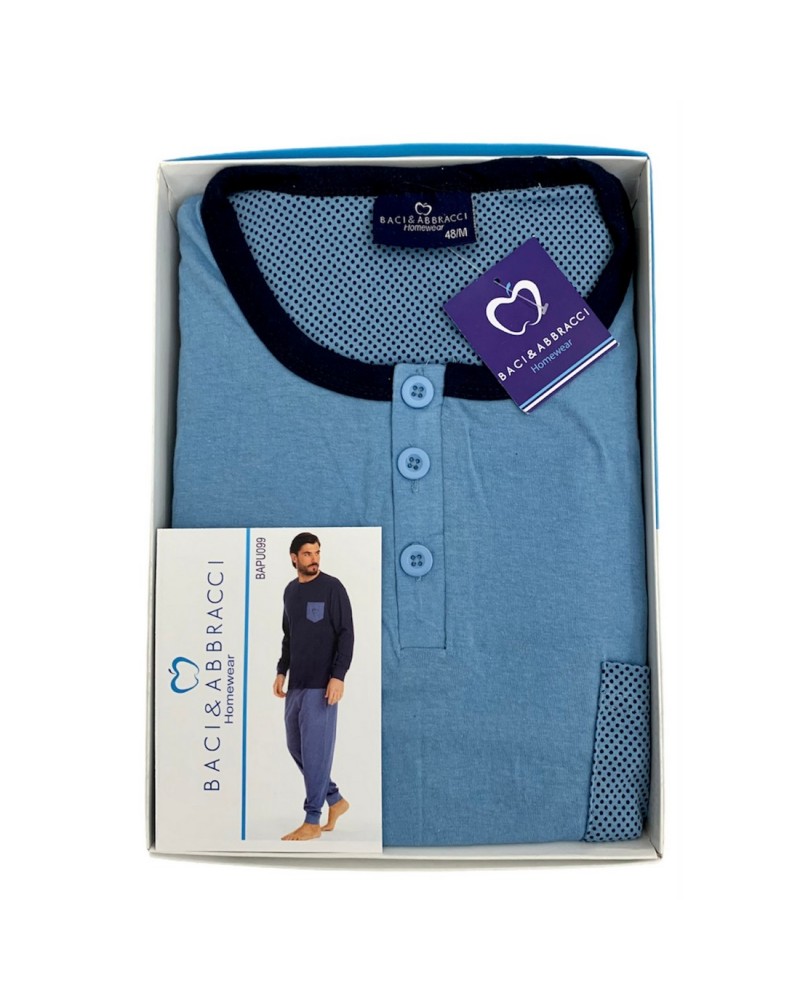 Pigiama Uomo Cotone Manica Lunga Serafino Baci & Abbracci
