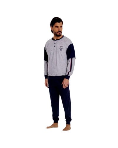 Pigiama Uomo Cotone Manica Lunga Serafino Numero Baci & Abbracci