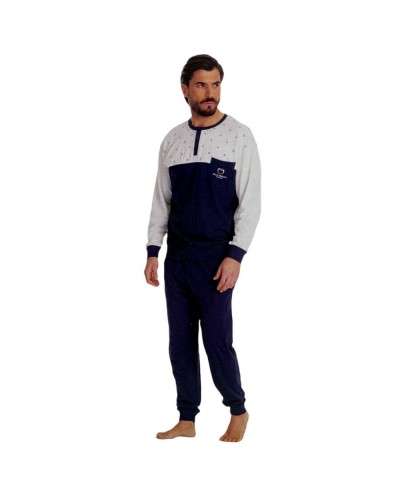 Pigiama Uomo Cotone Manica Lunga Serafino Rombi Baci & Abbracci