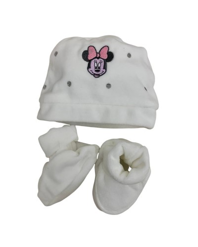 Parure Neonata Disney Minnie Cappello Più Scarpe Ciniglia